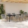 vidaXL Tuin eettafelset met kussen 7 pcs Beige poly rattan