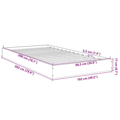 vidaXL Bedframe zonder matras hout gerookt eikenkleurig 100x200 cm