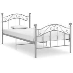 vidaXL Bedframe metaal grijs 90x200 cm