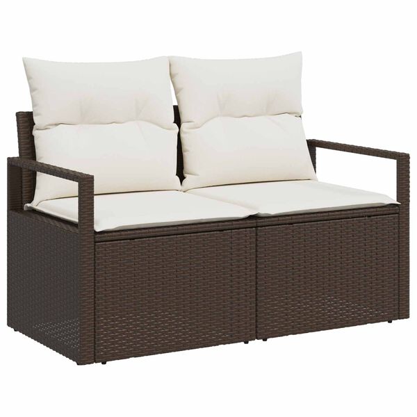 vidaXL Tuinbank met kussen 120 x 62 x 69 cm poly rattan