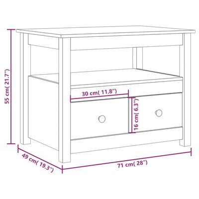 vidaXL Salontafel 71x49x55 cm massief grenenhout zwart