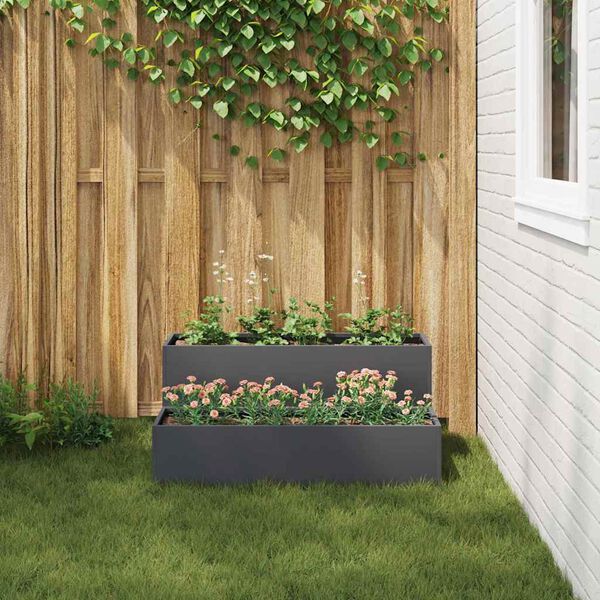 vidaXL Tuin Bloempot Antraciet 100 x 60 x 45 cm Koudgewalst staal