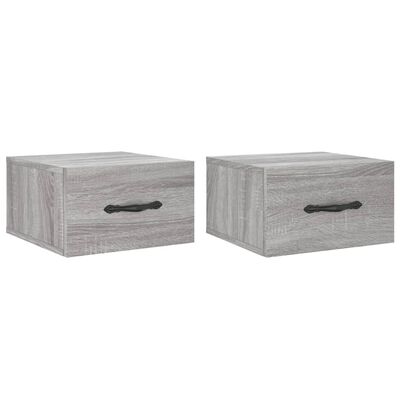 vidaXL Nachtkastjes 2 st wandgemonteerd 35x35x20 cm grijs sonoma eiken