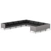 vidaXL 11-delige Loungeset met kussens poly rattan donkergrijs