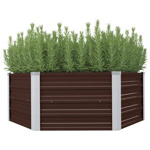 vidaXL Plantenbak verhoogd 129x129x45 cm gegalvaniseerd staal bruin