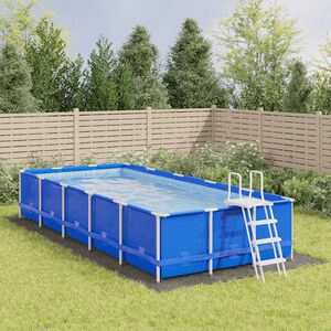 vidaXL Zwembadgrondzeil 820x420 cm polyester geotextiel lichtgrijs