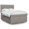 vidaXL Boxspring met matras stof taupe 140x200 cm