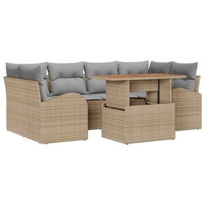 vidaXL Tuin Sofa Set met opslag 7 pcs Beige Poly riet