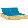 vidaXL Ligbed tweepersoons met blauwe kussens ge&iuml;mpregneerd grenenhout
