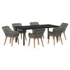 vidaXL Tuin eettafelset 7 st Grijs poly rattan