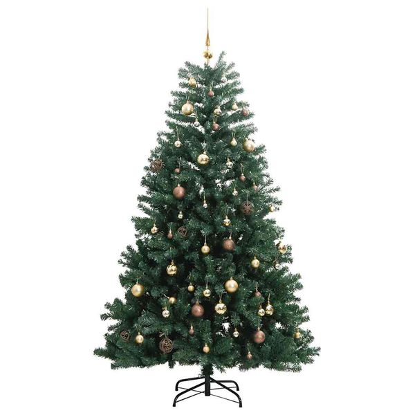 vidaXL Kunstkerstboom met scharnieren 300 LED's en kerstballen 240 cm