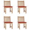 vidaXL Tuinstoelen 4 st met kussens massief teakhout