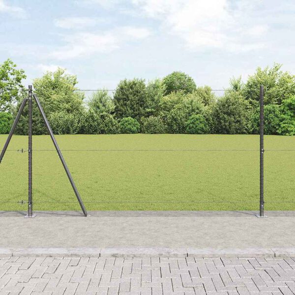 vidaXL Hecke met palen Grijs 1.2 x 25 m PVC-gecoat staal
