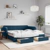 vidaXL Slaapbank met onderschuifbed en lades 100x200 cm fluweel blauw