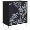 vidaXL Ladekast DOKKUM Blauw varenmotief 66 x 36,5 x 76 cm Zwart eiken
