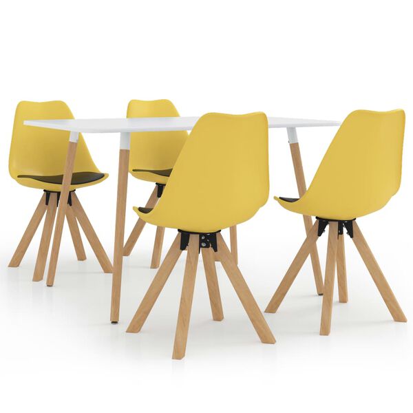 vidaXL Eetkamerset 5-delig 120x60 cm Geel en Zwart