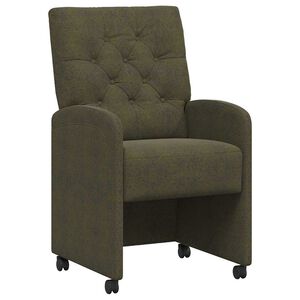 vidaXL Eetkamerstoelen met Wieltjes 2 st Nep Suede Leer Leger groen
