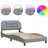 vidaXL Bedframe met LED zonder matras "Hvar" stof lichtgrijs 100x190 cm