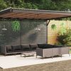 vidaXL 11-delige Loungeset met kussens poly rattan donkergrijs