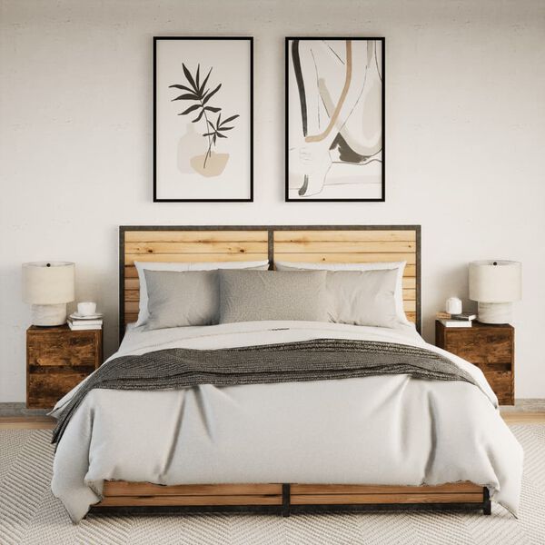 vidaXL Nachtkastjes met LED's 2 st wandgemonteerd gerookt eikenkleurig