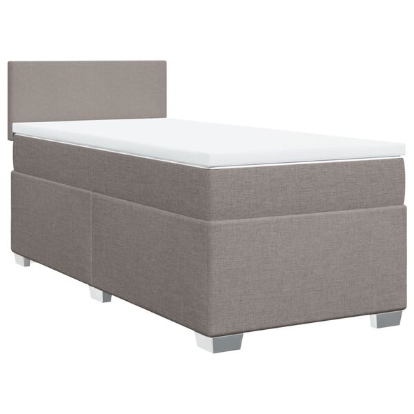vidaXL Boxspring met matras stof taupe 100x200 cm