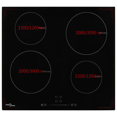 vidaXL Inductiekookplaat met 4 kookzones aanraakbediening 7000 W glas