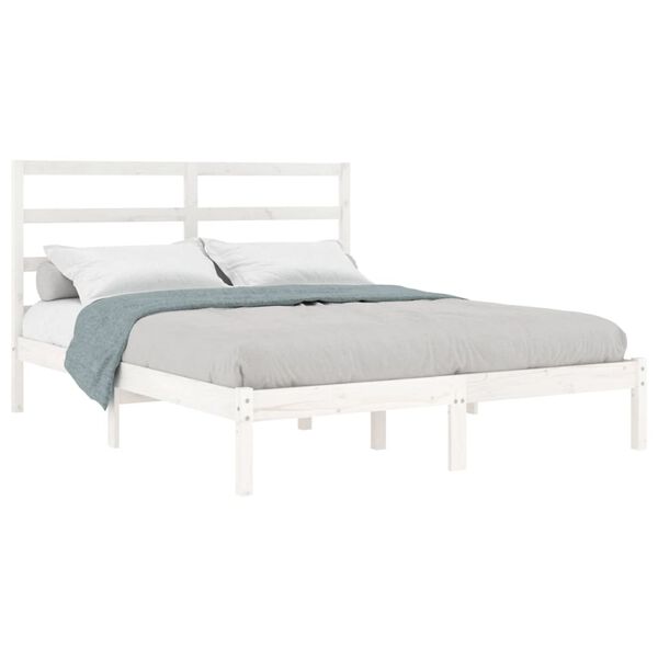 vidaXL Bedframe zonder matras massief grenenhout wit 140x190 cm