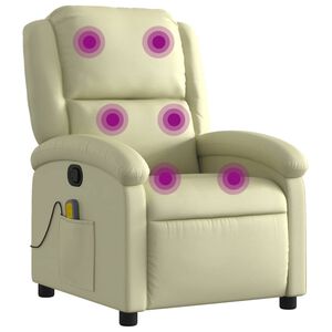 vidaXL Massagestoel van echt leer, cr&egrave;mekleurig