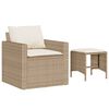 vidaXL 4-delige Loungeset met kussens poly rattan beige
