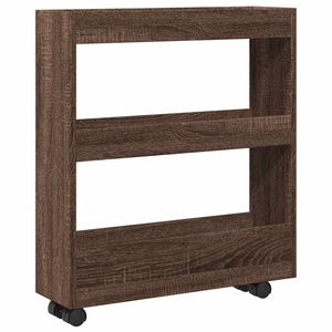 vidaXL Opbergtrolley smal 3-laags bewerkt hout bruin eikenkleurig