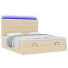 vidaXL Ottoman bed met matrassen en LED's 180x200cm stof cr&egrave;mekleurig