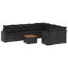 vidaXL 10-delige Loungeset met kussens poly rattan zwart