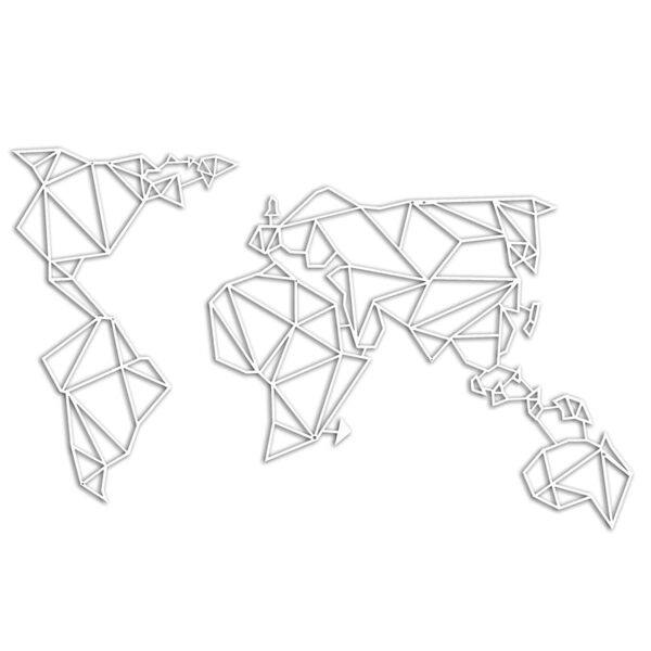 Homemania Wanddecoratie World 100x58 cm staal wit