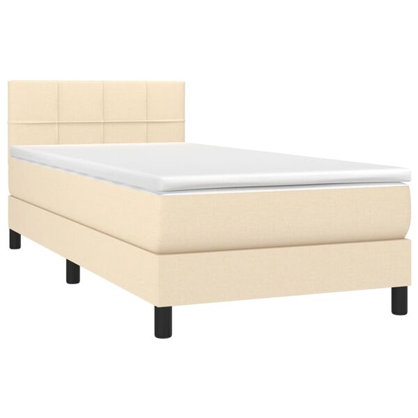 vidaXL Boxspring met matras stof cr&egrave;mekleurig 80x200 cm