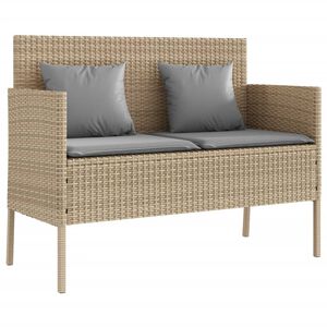 vidaXL Tuinbank met kussens poly rattan beige
