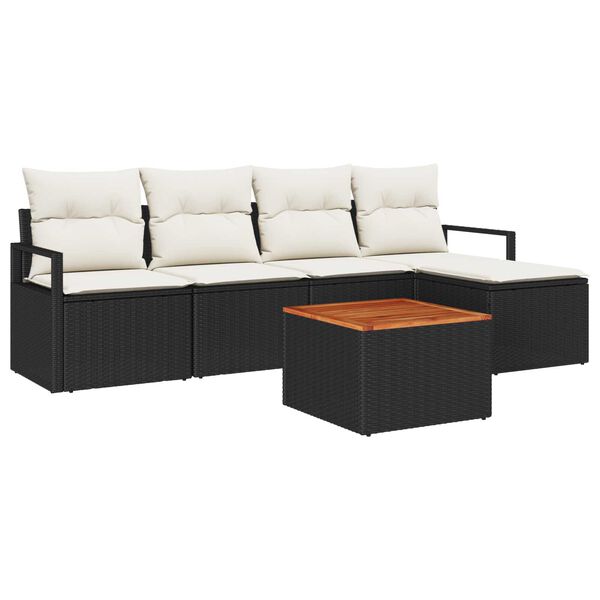 vidaXL Tuin Sofa Set 6 pcs Zwart en wit