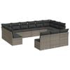 vidaXL 13-delige Loungeset met kussens poly rattan grijs
