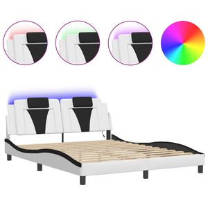 vidaXL Bedframe "Viana" met LED zonder matras wit en zwart 160x200 cm