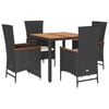 vidaXL 5-delige Tuinset met kussens poly rattan zwart