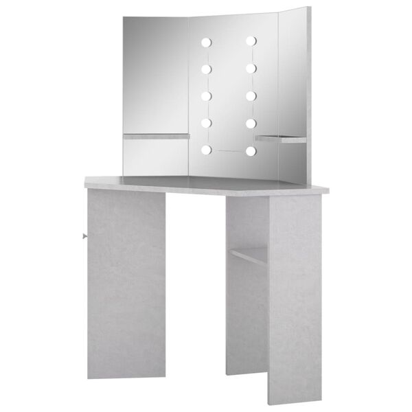 vidaXL Hoekkaptafel met LED 111x54x141,5 cm betongrijs