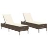 vidaXL Ligstoelen 2 st met kussens poly rattan bruin