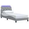 vidaXL Bedframe met LED zonder matras 90x190 cm stof lichtgrijs
