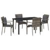 vidaXL Tuin eettafelset met kussen 5 pcs Grijs poly rattan