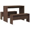 vidaXL 3-delige Eettafel en bankenset bewerkt hout bruin eikenkleur