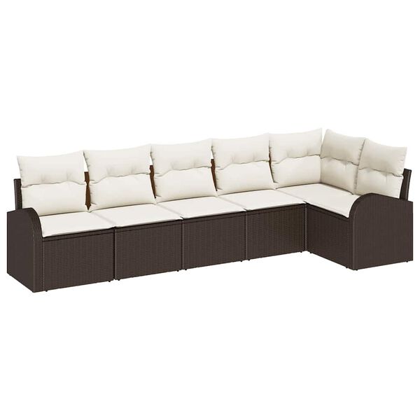 vidaXL Tuin Sofa Set met kussen 6 pcs Bruin Poly riet
