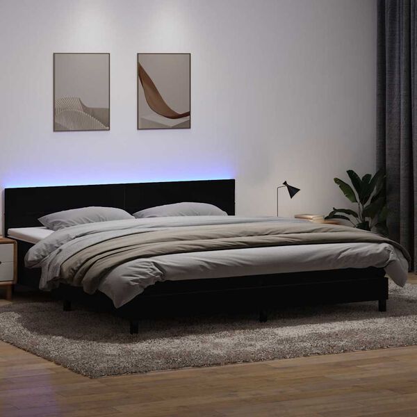 vidaXL Boxspring met matras en LED fluweel zwart 180x210 cm