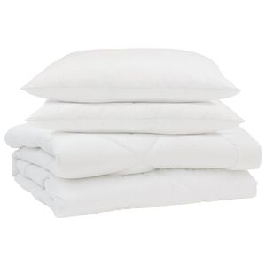 vidaXL Zomer Dekbed met kussen 3 pcs Wit Microfibre