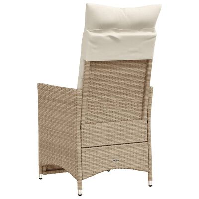 vidaXL Tuinstoel verstelbaar met kussens poly rattan beige