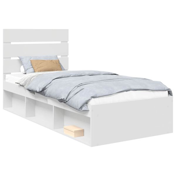 vidaXL Bedframe met hoofdeinde Wit 100 x 200 cm Massief grenenhout