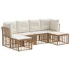 vidaXL Buiten bankenset met kussen 6 pcs Naturel Polyester